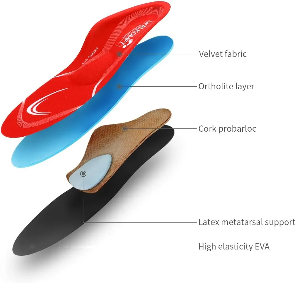 Walkomfy Pain Relief Orthotics, Plantar Fasciitis Arch Support Insoles Shoe Inserts for Maximum Support/All-Day Shock Absorption/Designed for Men and Women 29.5cm