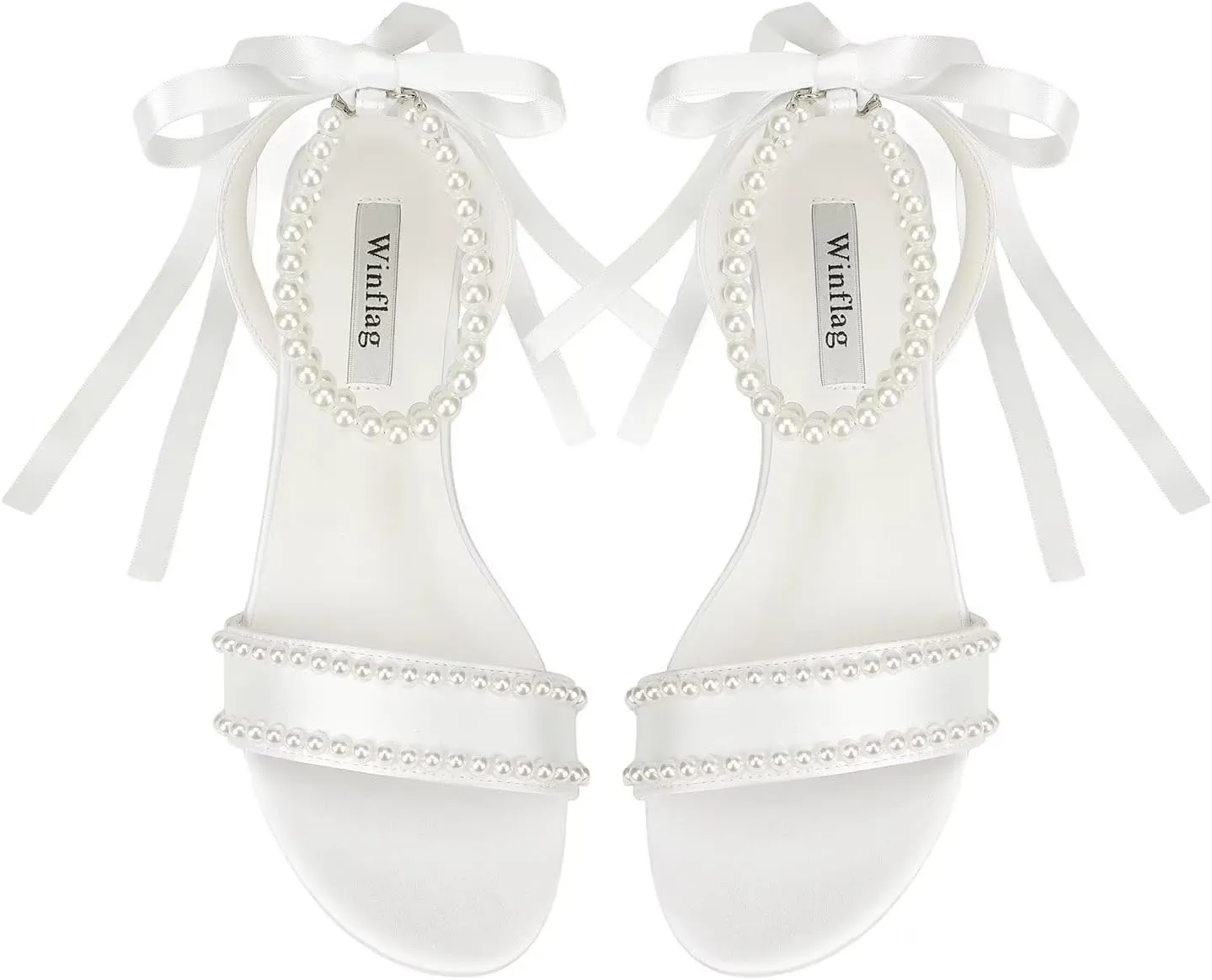 Wedding Flats Pearl Sandals Flat Wedding Shoes for Bride Open Toe Bridal Flats