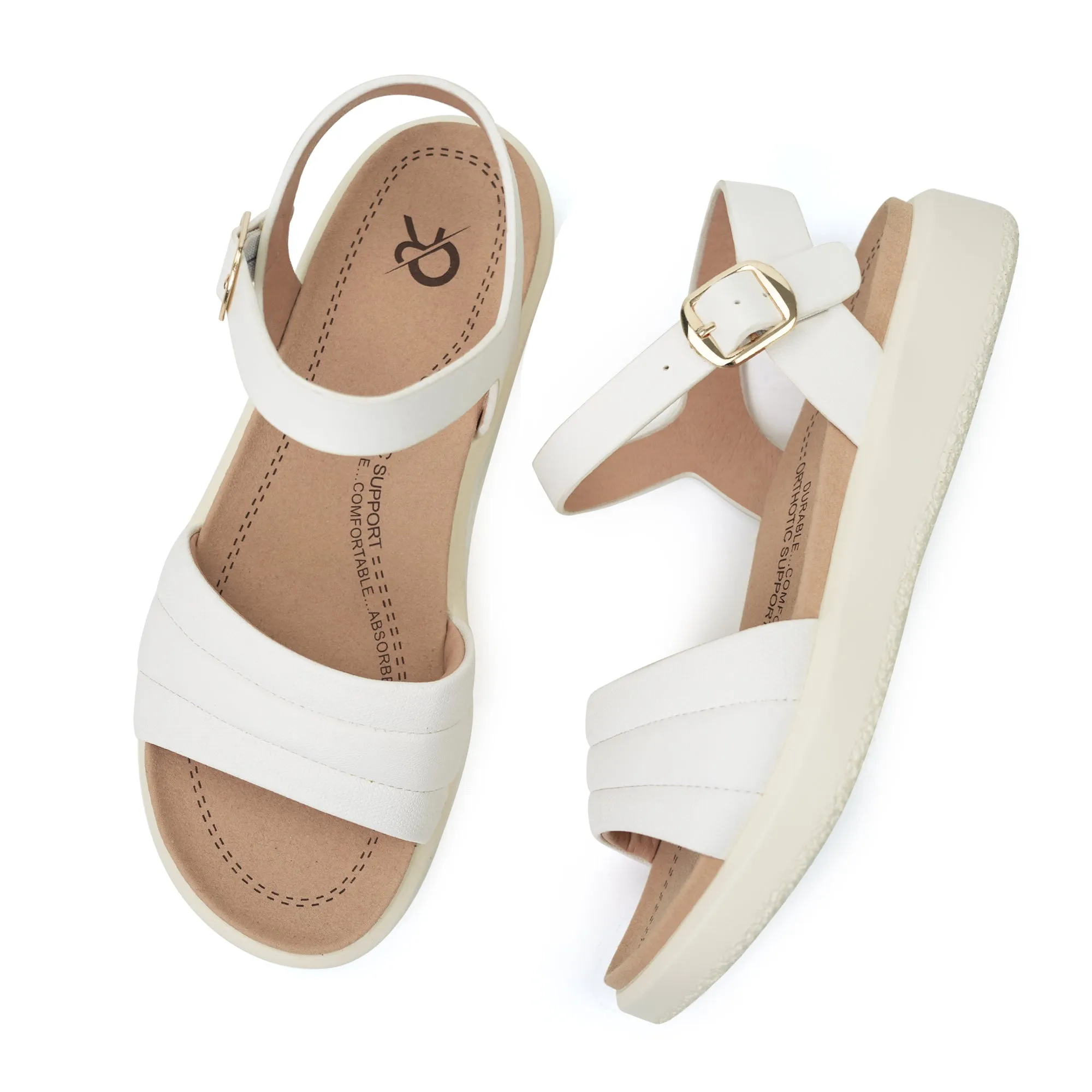 White Arch Support Sandals-Katie