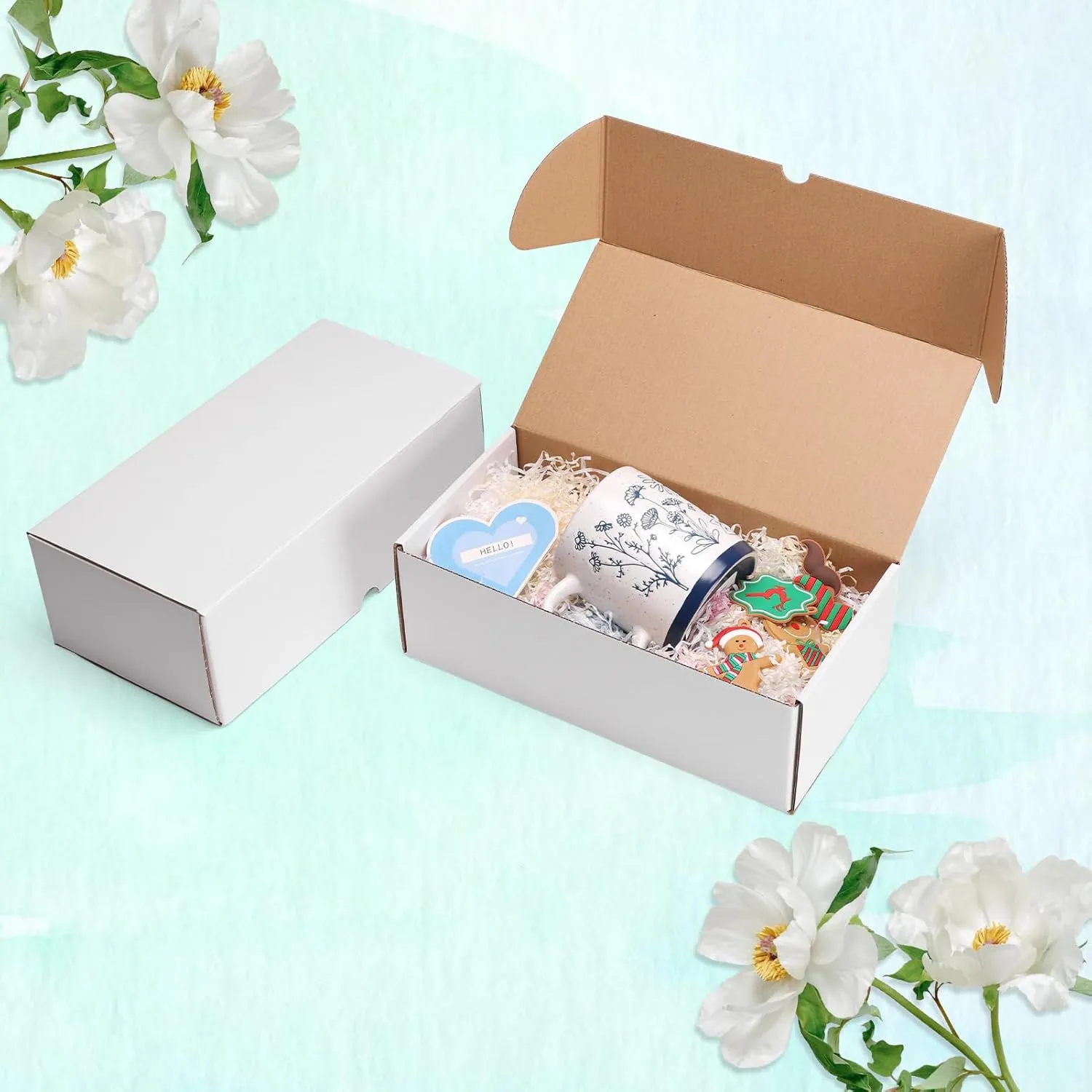 WIFTREY 25 Pack 12x6x4 White Small Shipping Boxes, 12 x 6 x 4 Corrugated Cardboard Mailer Box for Packaging Small Business
