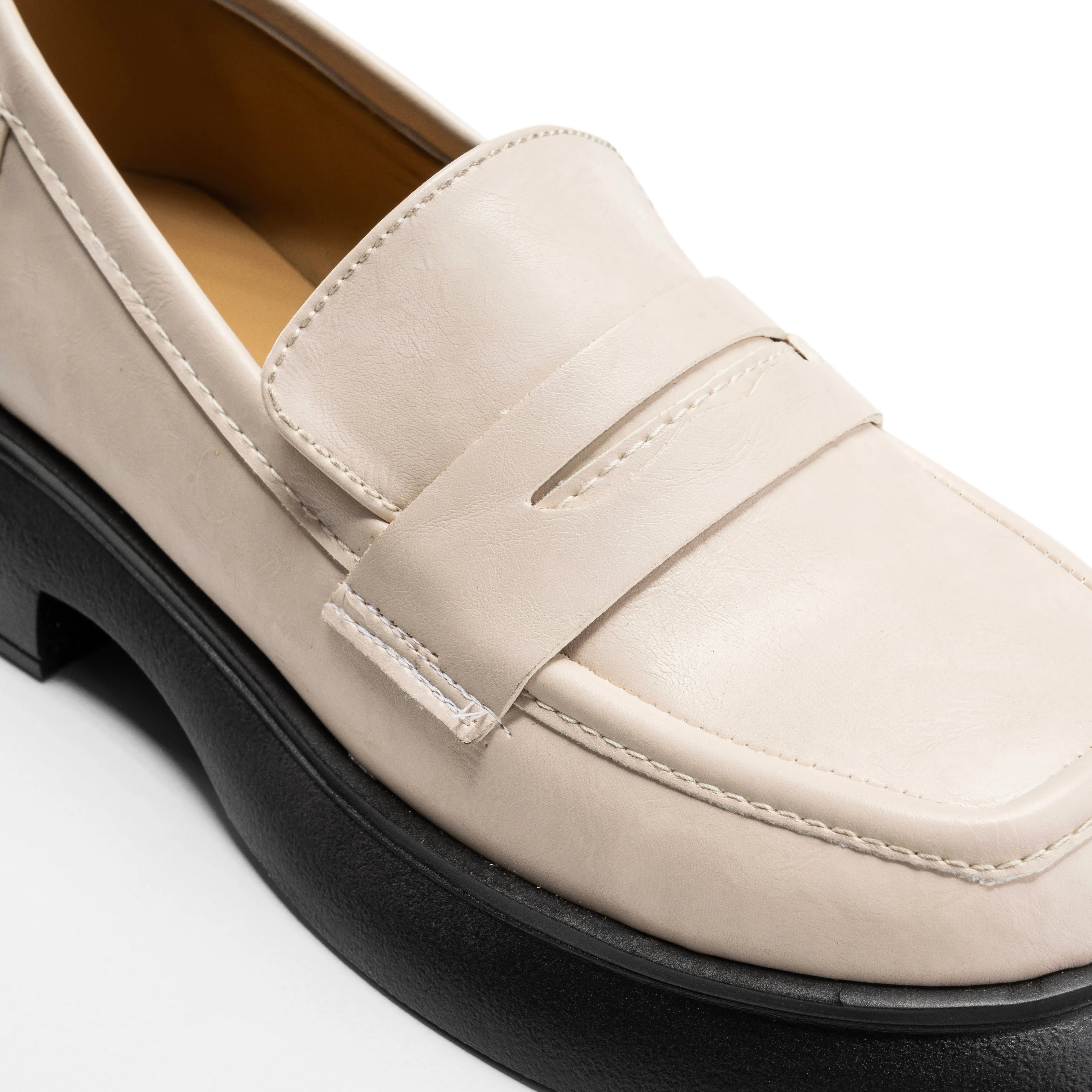 Women Beige Penny Loafer *Black Sole