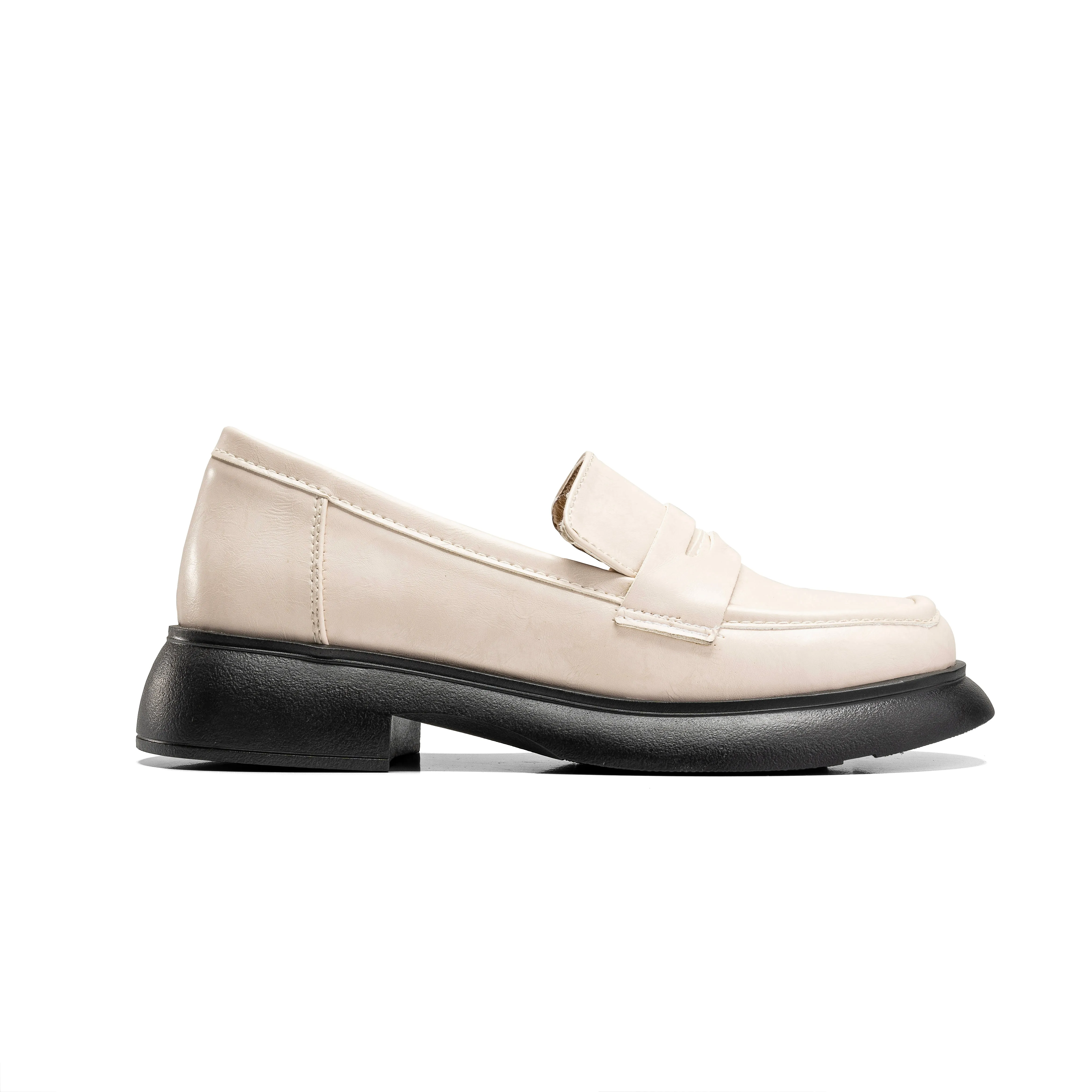 Women Beige Penny Loafer *Black Sole