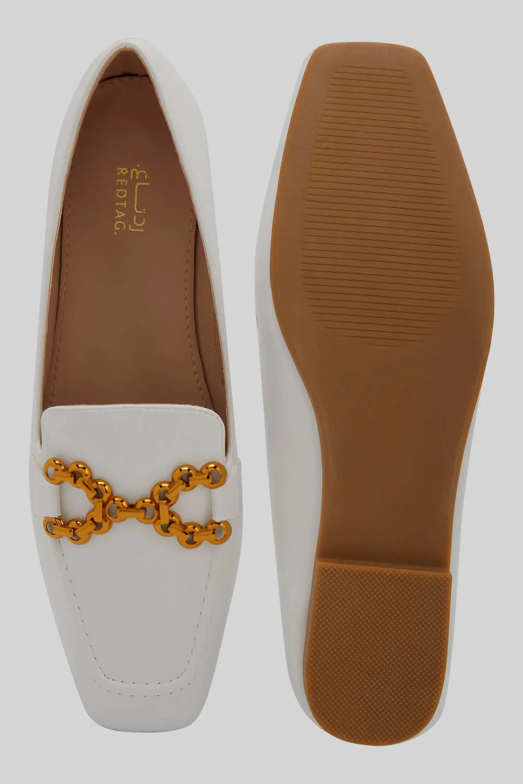 Women White Loafer With Trim
