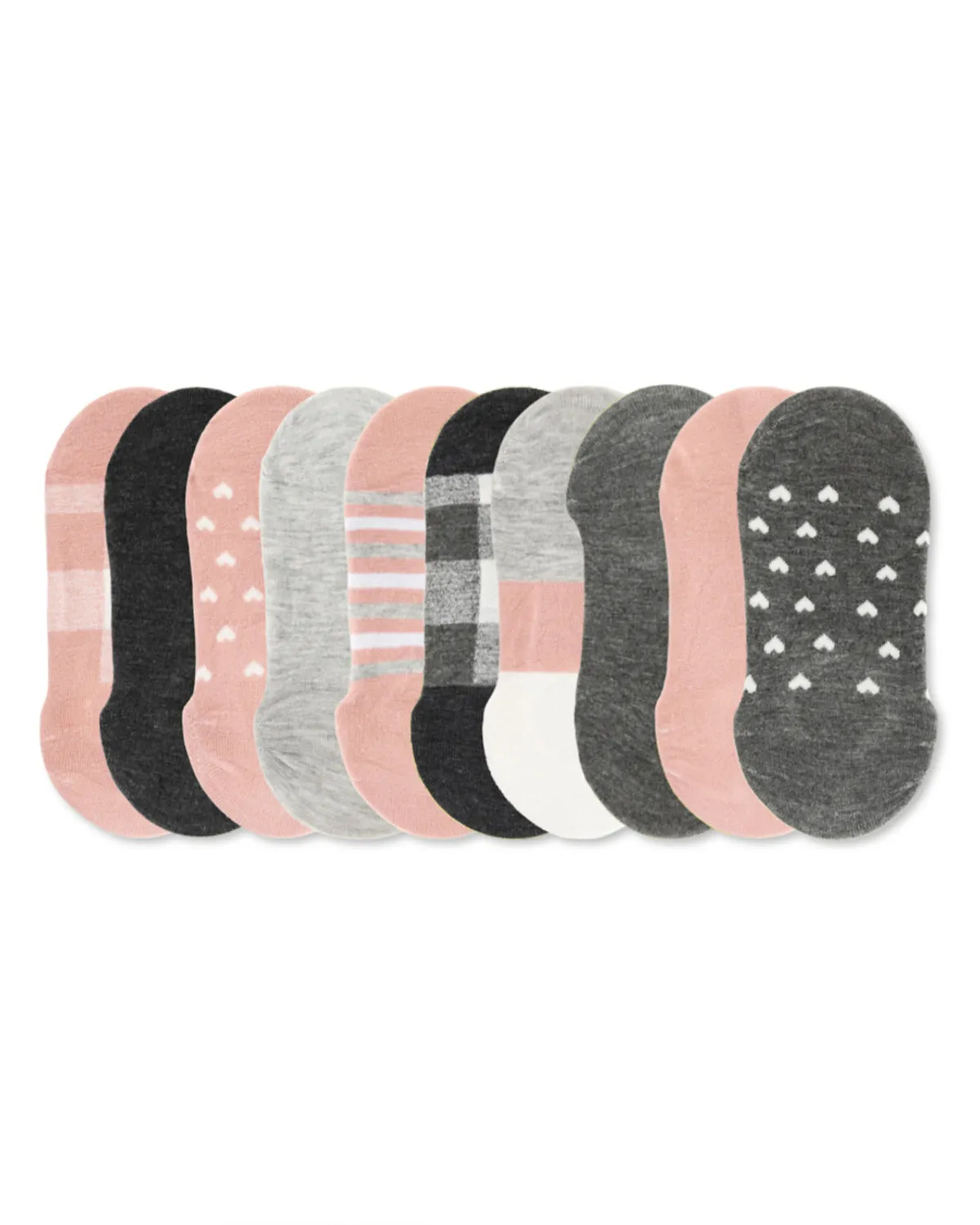 Women's 10 Pair Pack Hearts No Show Sneaker Liners