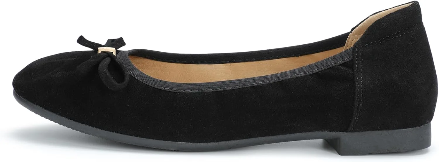 Women's Comfortable Ballet Flats Round Toe Flat Shoes for Women Bow Dressy Flats Shoes with Arch Support Insole