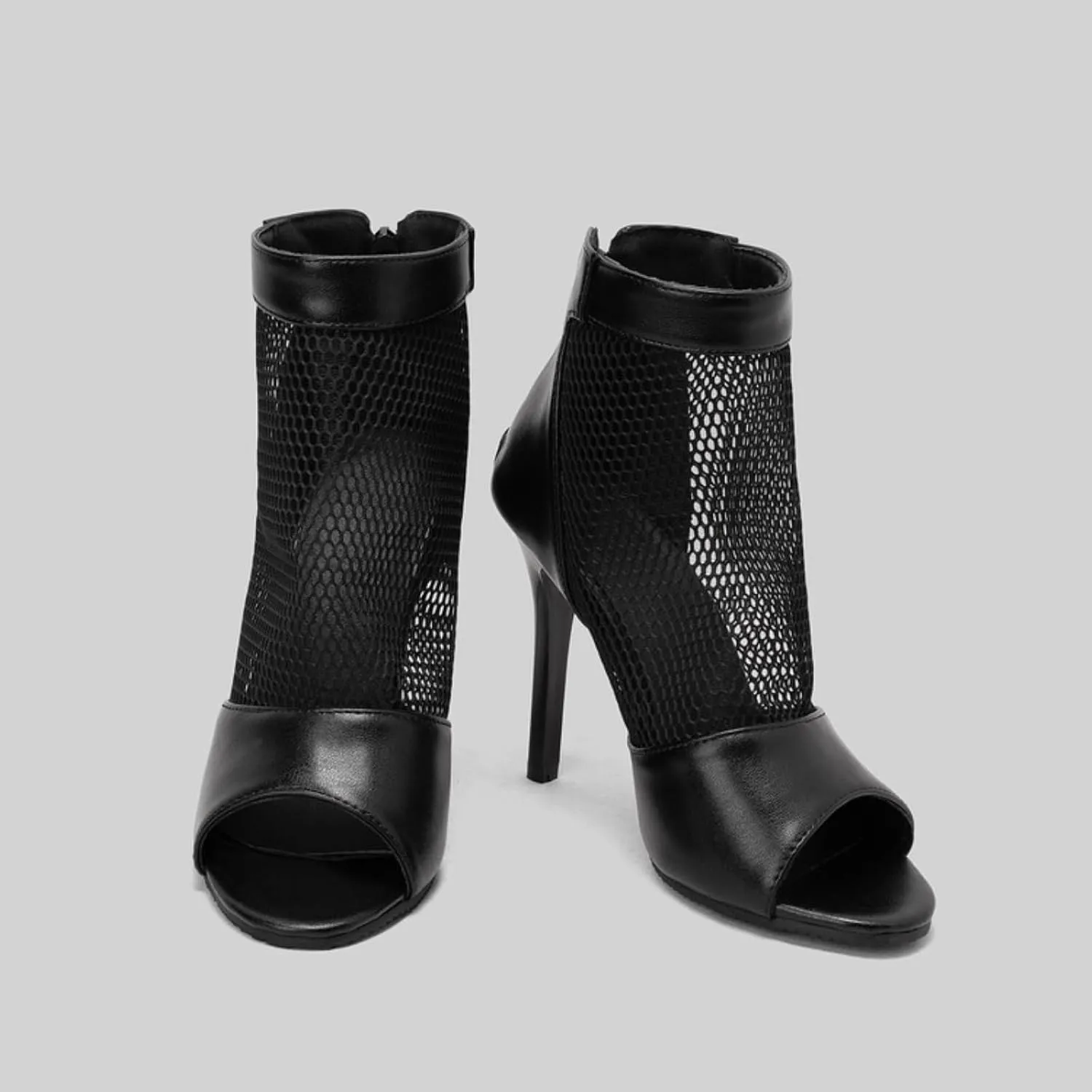 Women's Fashion Snakeskin Printed Open Peep Toe Stilettos High Heels Sandals Sexy Mesh Back Zipper Summer Breathable Casual Comfortable Slip-On Rome Sandal Shoes