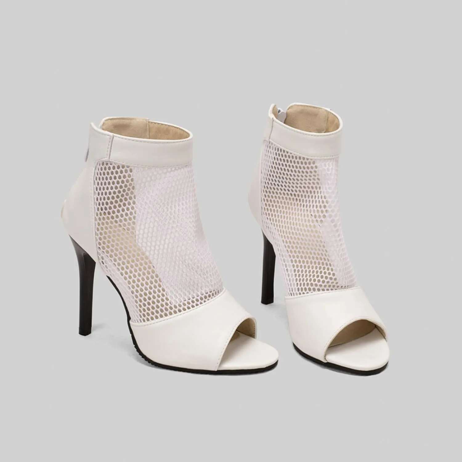 Women's Fashion Snakeskin Printed Open Peep Toe Stilettos High Heels Sandals Sexy Mesh Back Zipper Summer Breathable Casual Comfortable Slip-On Rome Sandal Shoes