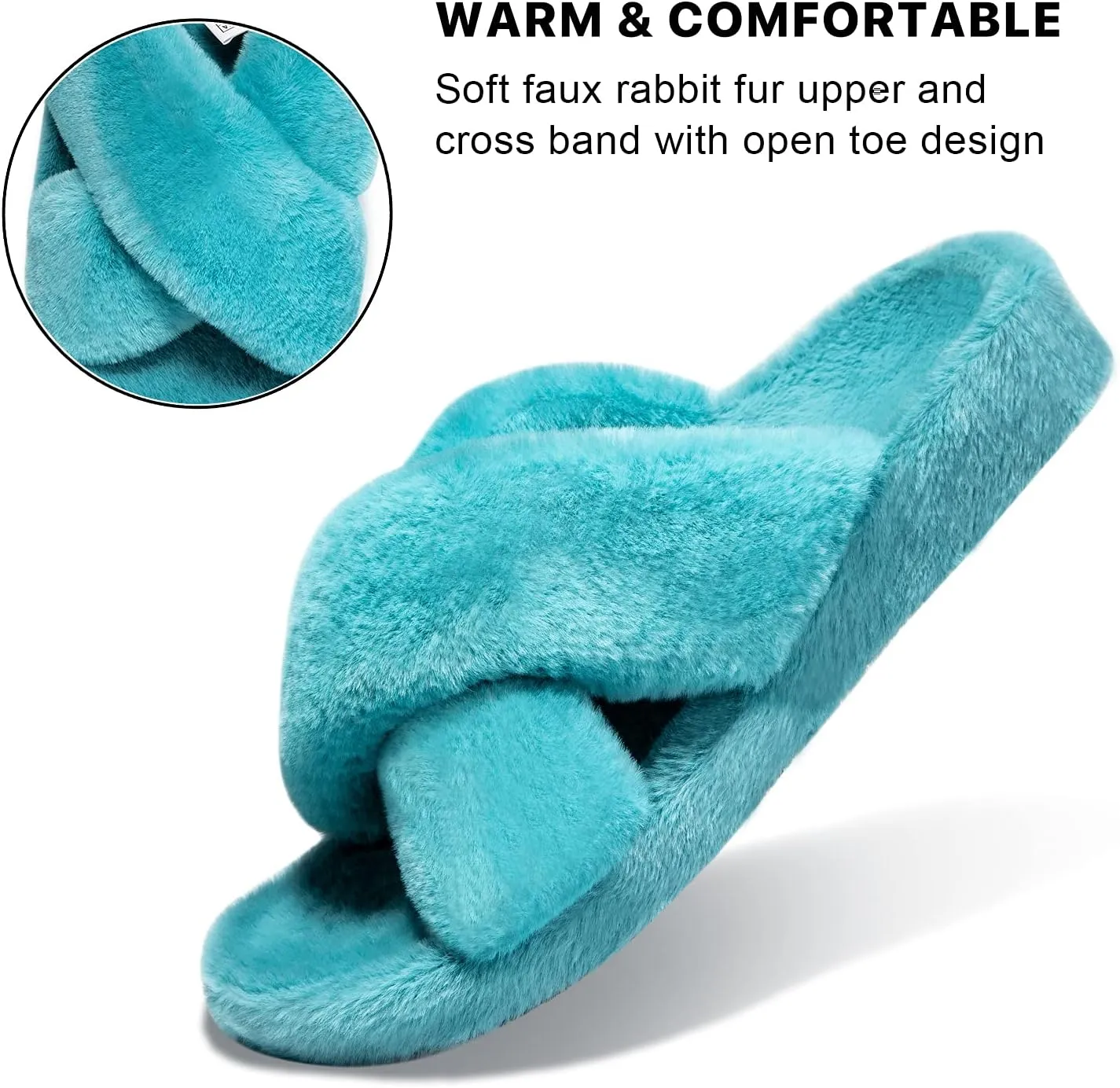 Womens Fuzzy Cross Band Slippers with Orthotic Insole Arch Support, Comfortable Spa Plush House Slippers for Plantar Fasciitis, Foot and Heel Pain, Recovery Slippers for Women