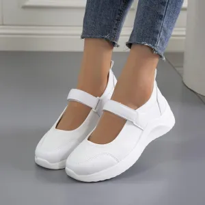 Women's Mary Jane Flats Lightweight Slip on Sneaker Breathable Sandal Summer Mesh Walking Shoes Athletic Outdoor Hiking Sandals,White,US4/EU35