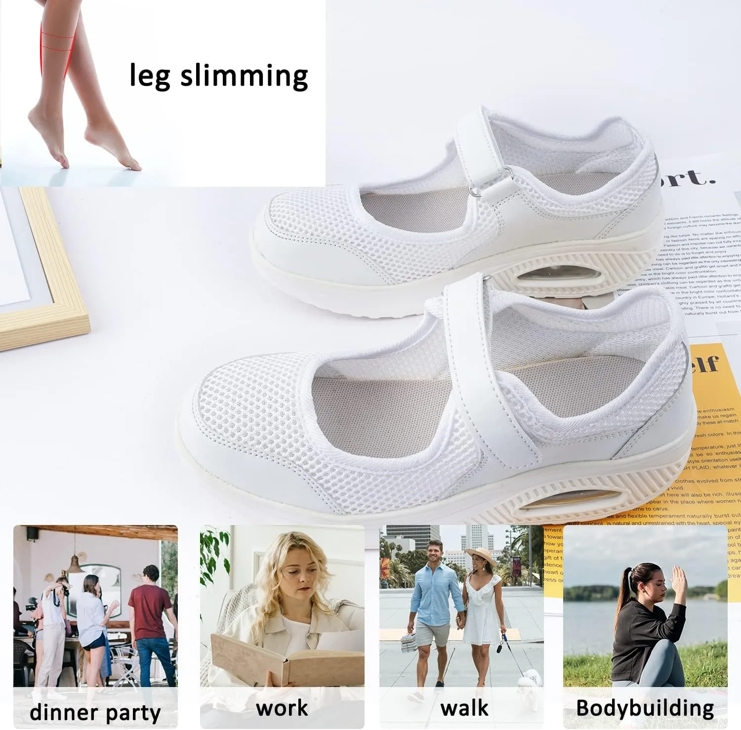 Womens Mesh Walking Shoes Working Nurse Shoes Non-Slip Adjustable Breathable Wedges Slip-on Mary Janes Sneaker Fitness Casual Nursing Orthotic Arthritis,Diabetes,Plantar Fasciitis,Lightweight Shoes