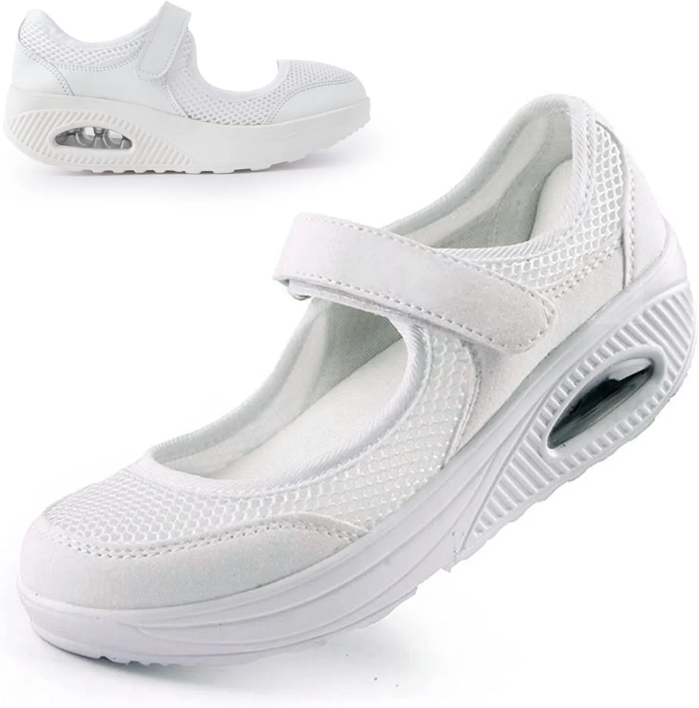 Womens Mesh Walking Shoes Working Nurse Shoes Non-Slip Adjustable Breathable Wedges Slip-on Mary Janes Sneaker Fitness Casual Nursing Orthotic Arthritis,Diabetes,Plantar Fasciitis,Lightweight Shoes