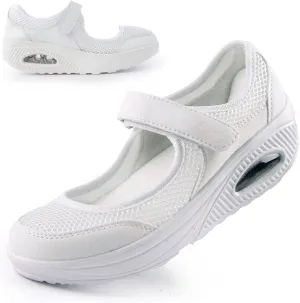 Womens Mesh Walking Shoes Working Nurse Shoes Non-Slip Adjustable Breathable Wedges Slip-on Mary Janes Sneaker Fitness Casual Nursing Orthotic Arthritis,Diabetes,Plantar Fasciitis,Lightweight Shoes