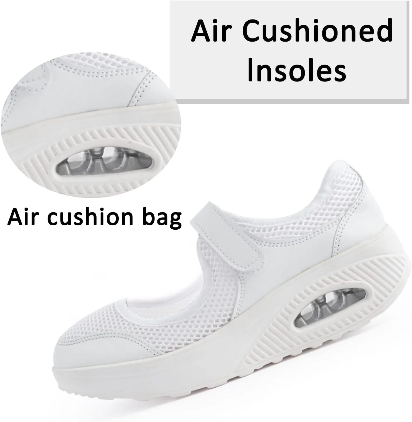 Womens Mesh Walking Shoes Working Nurse Shoes Non-Slip Adjustable Breathable Wedges Slip-on Mary Janes Sneaker Fitness Casual Nursing Orthotic Arthritis,Diabetes,Plantar Fasciitis,Lightweight Shoes
