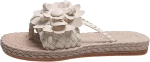 Women's Orthopedic Flower Flat Flip Flops 3D Stereoscopic Floral Design Shoes Flower Decor Weave Detail Toe Post