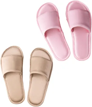 Women's Satin Slippers 2 Pack House Slippers Flat Sandals Set For Home Spa Wedding Vacation Indoor Use Gold Pink