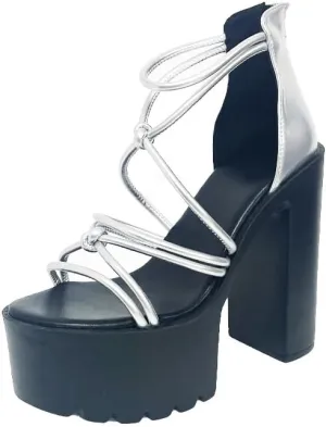 Women's Sexy Chunky Heel Platform Sandals, Open Toe High Heels Sandals, Comfortable Dress Summer Heeled Sandal