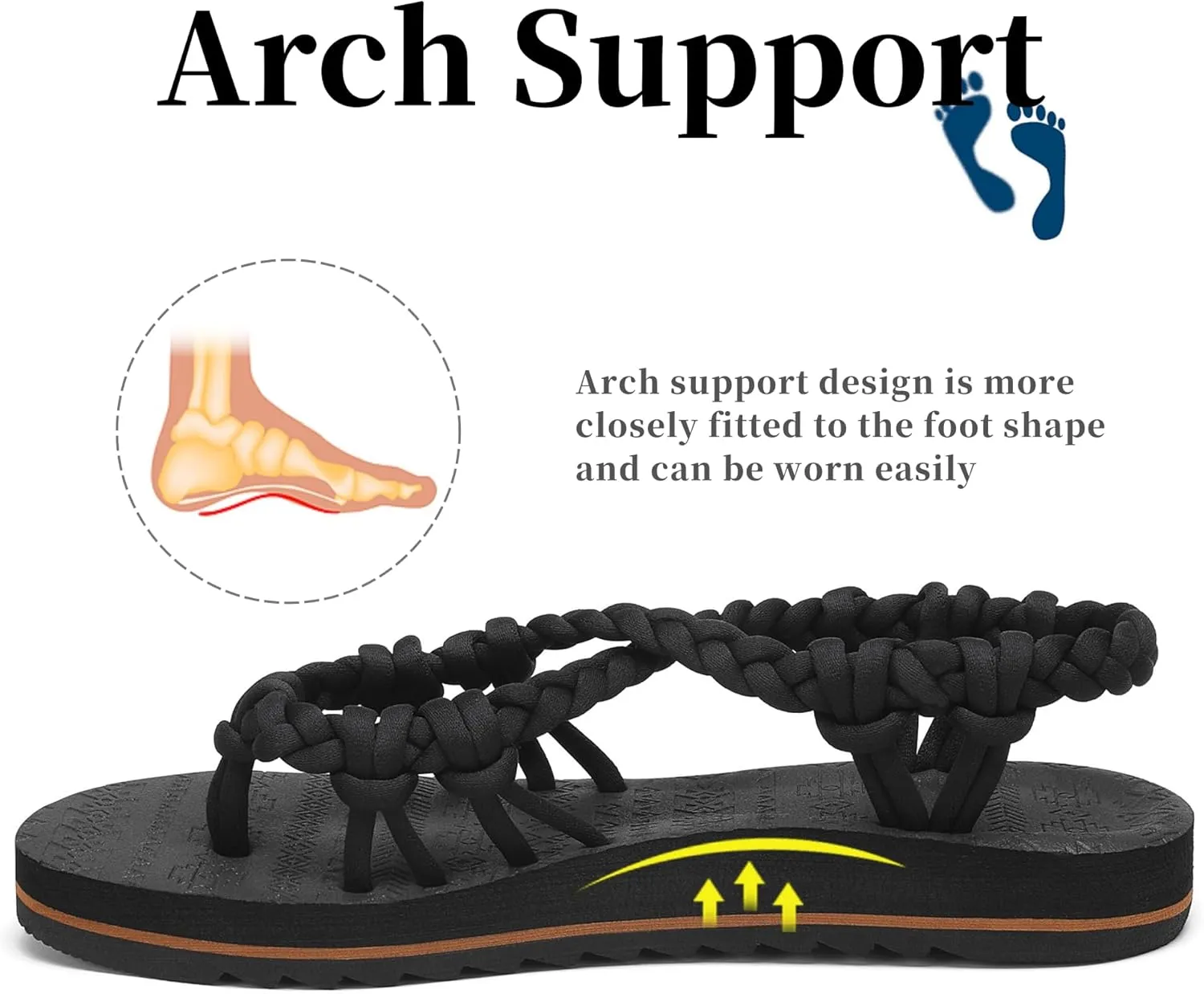 Women's Walking Sandals Arch Support Orthopedic Recovery Flats Sandals Cushion Adjustable Strap for Plantar Fasciitis