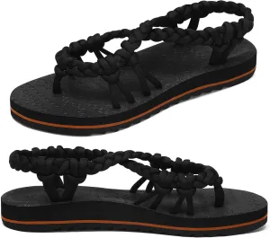 Women's Walking Sandals Arch Support Orthopedic Recovery Flats Sandals Cushion Adjustable Strap for Plantar Fasciitis