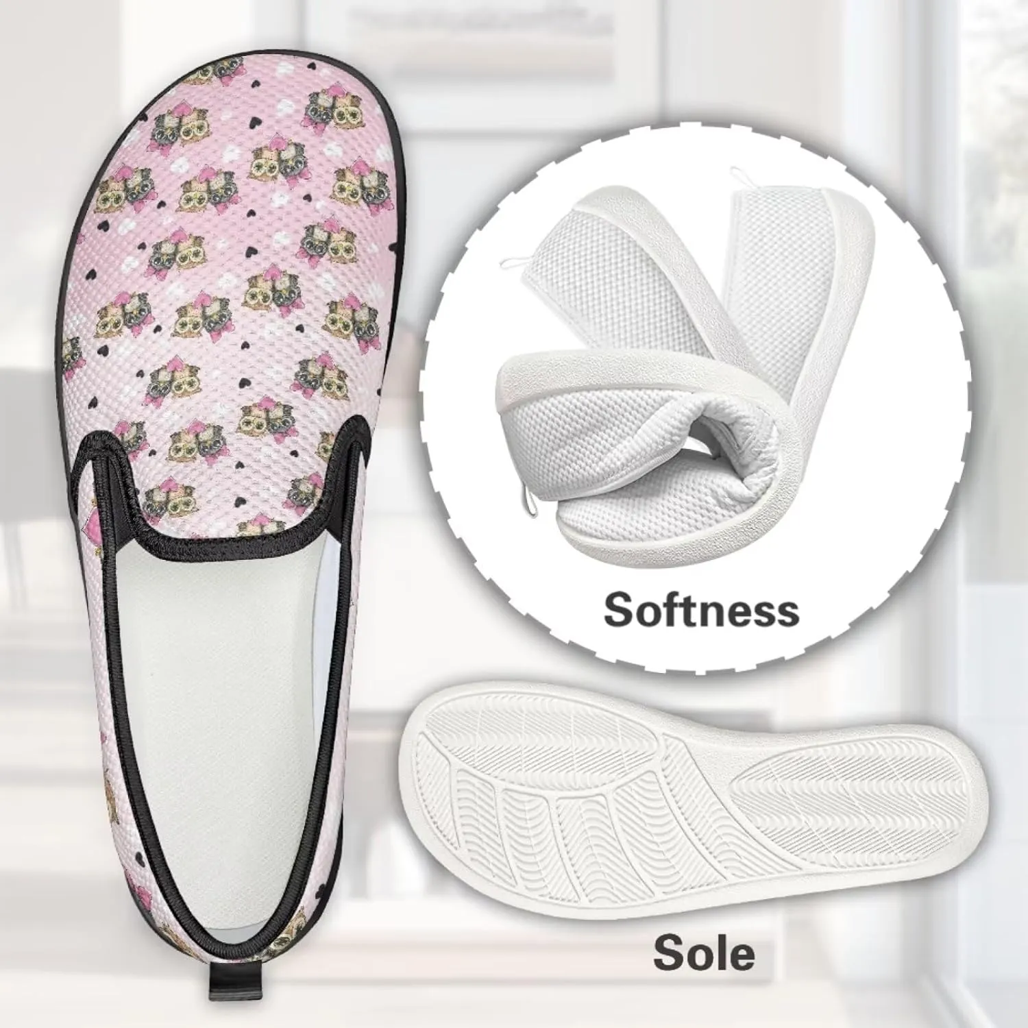 Women's Walking Shoes Fashion Casual Sneaker Comfort Flat Mesh Hand Free Low Tops Painted Sweet Dress Shoes Light - Weight Size 5.5-10.5