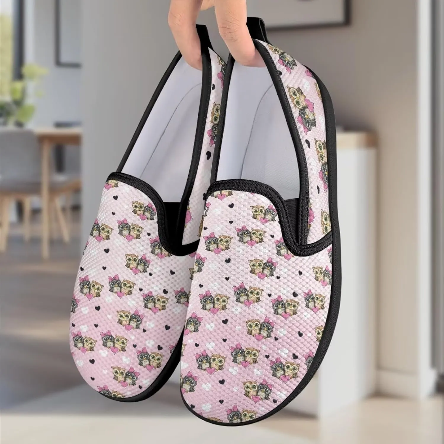 Women's Walking Shoes Fashion Casual Sneaker Comfort Flat Mesh Hand Free Low Tops Painted Sweet Dress Shoes Light - Weight Size 5.5-10.5