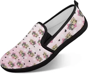 Women's Walking Shoes Fashion Casual Sneaker Comfort Flat Mesh Hand Free Low Tops Painted Sweet Dress Shoes Light - Weight Size 5.5-10.5