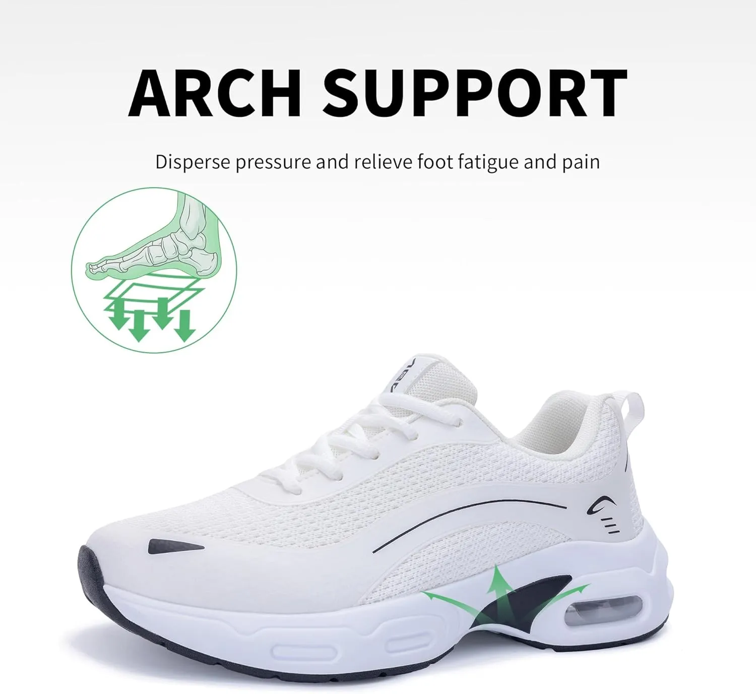 Womens Walking Shoes with Arch Support | Orthotic Sneakers for Plantar Fasciitis Foot Heel Pain Relief | Air Tennis Running Shoes US 6.5-11