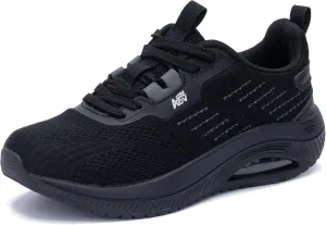 Women's Walking Shoes with Arch Support Orthotic Sneakers for Plantar Fasciitis Heel and Foot Pain Relief Tennis AllBlack Size 5.5