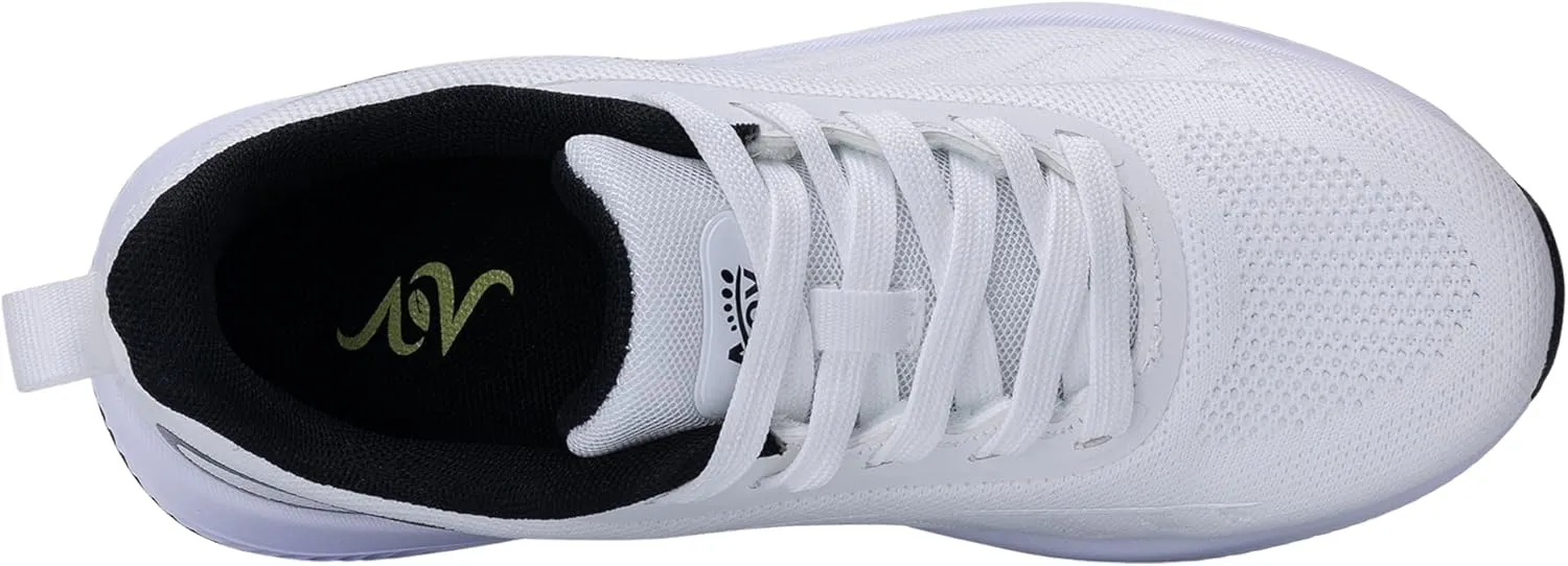 Women's Walking Shoes with Arch Support Orthotic Sneakers for Plantar Fasciitis Heel and Foot Pain Relief Tennis White Size 9