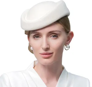 Wool Felt Beret Derby Fascinator Hats for Women Ladies Church Tea Party Formal Wedding Pillbox Hat