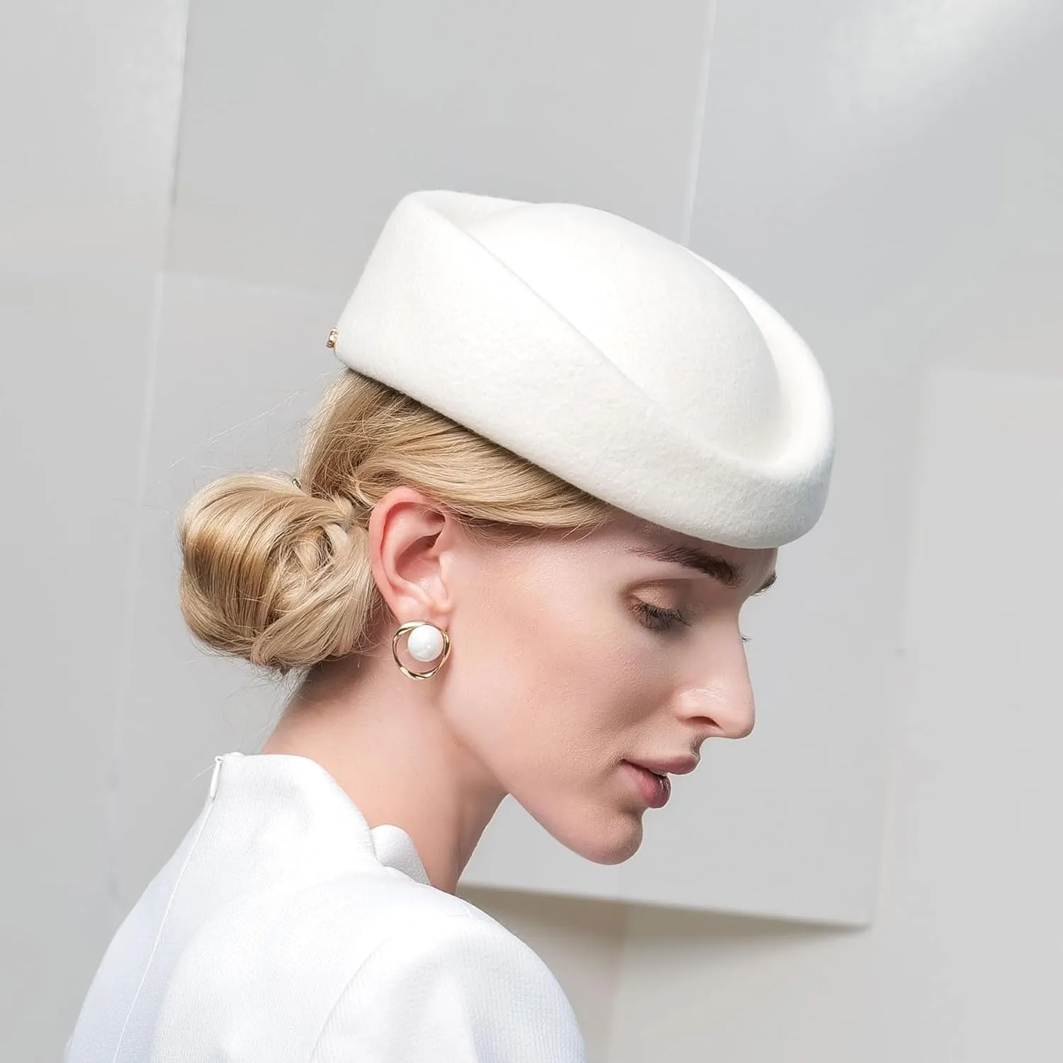 Wool Felt Beret Derby Fascinator Hats for Women Ladies Church Tea Party Formal Wedding Pillbox Hat