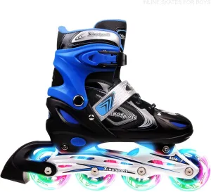 Xino Sports Kids Inline Skates for Girls & Boys - Adjustable Skates with LED Illuminating Light Up Wheels - Youth Skates for Indoors & Outdoors