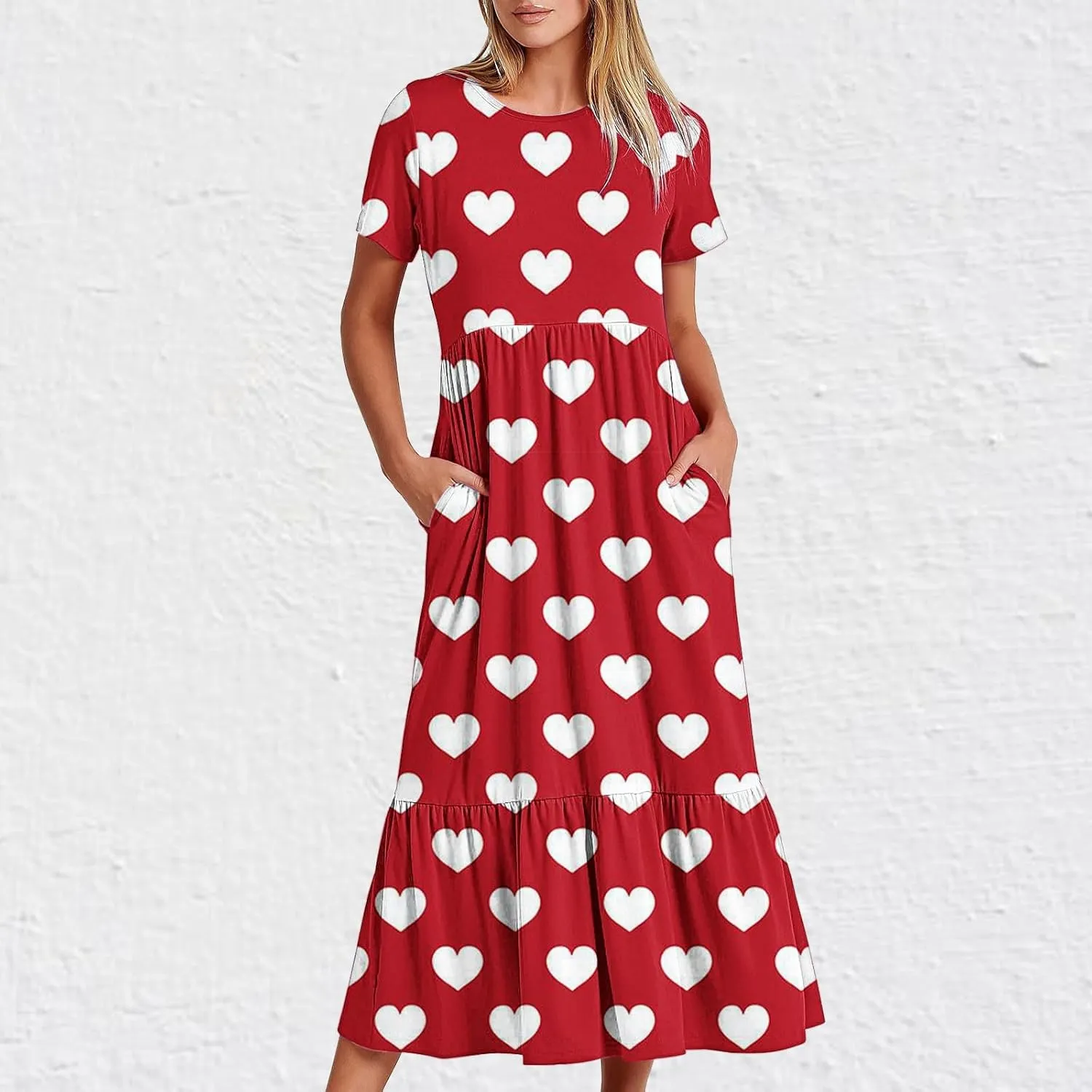 ZDRZK Womens Summer Dresses Cute Boho Floral Print Beach Long Maxi Dresses Flowy Casual Tshirt Sundresses with Pockets